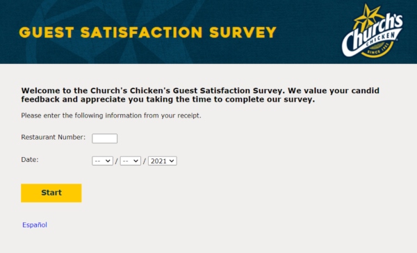 www.churchschickenfeedback.com - Church’s Chicken Feedback Survey